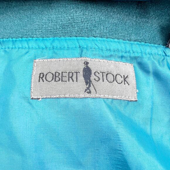 Robert Stock Vintage Blue Full Zip Silk Windbreaker Bomber Jacket  XL - Picture 3 of 4